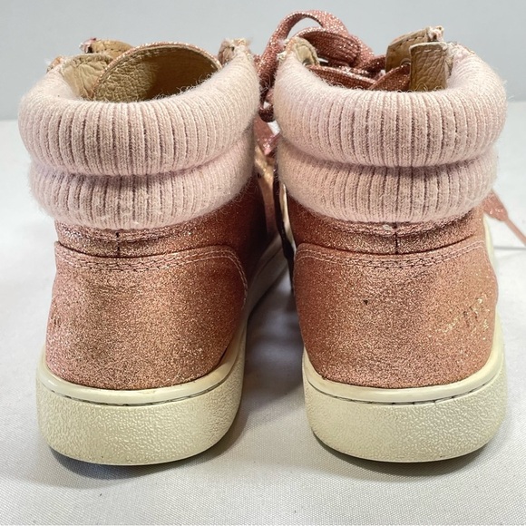 UGG Olive High Top Sneakers Women's Size 6 Pink Glitter Lace Up Side Zip Casual - Picture 8 of 12